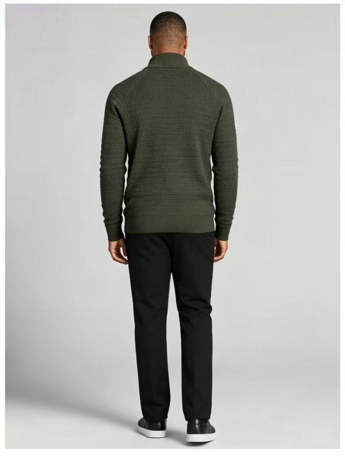 Men's Waffle Knit Stand Collar Cardigan - Image 13