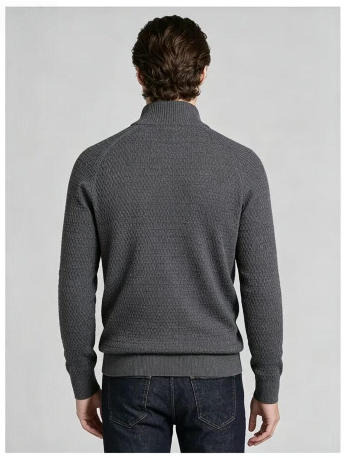 Men's Waffle Knit Stand Collar Cardigan - Image 17