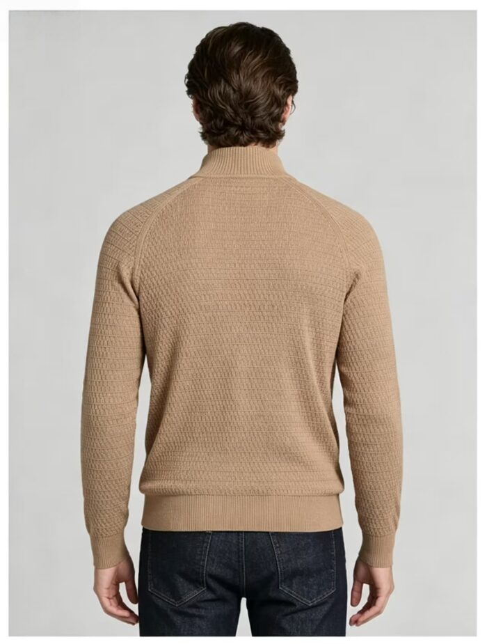 Men's Waffle Knit Stand Collar Cardigan - Image 5