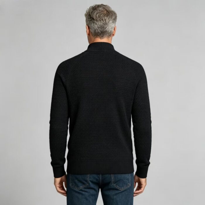 Men's Waffle Knit Stand Collar Cardigan - Image 21