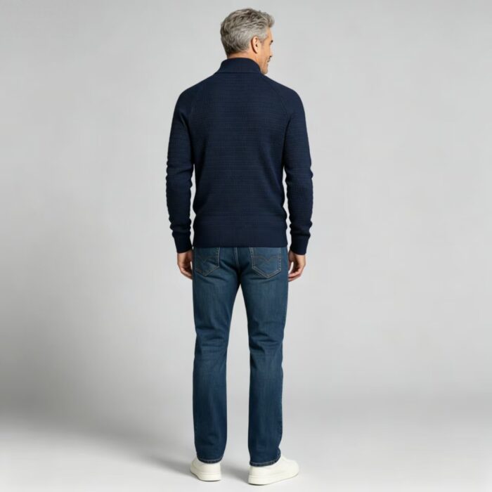 Men's Waffle Knit Stand Collar Cardigan - Image 25