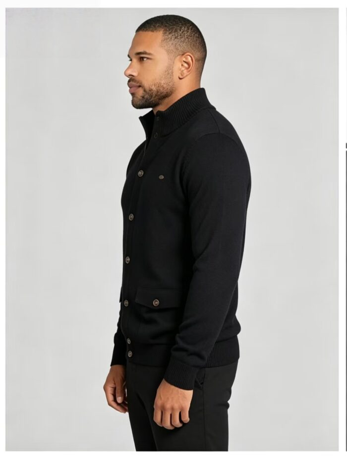 Men's Stand Collar Pocket Knit Cardigan - Image 21