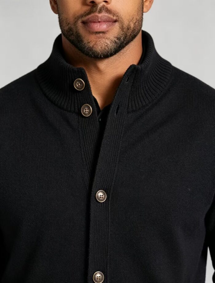 Men's Stand Collar Pocket Knit Cardigan - Image 20