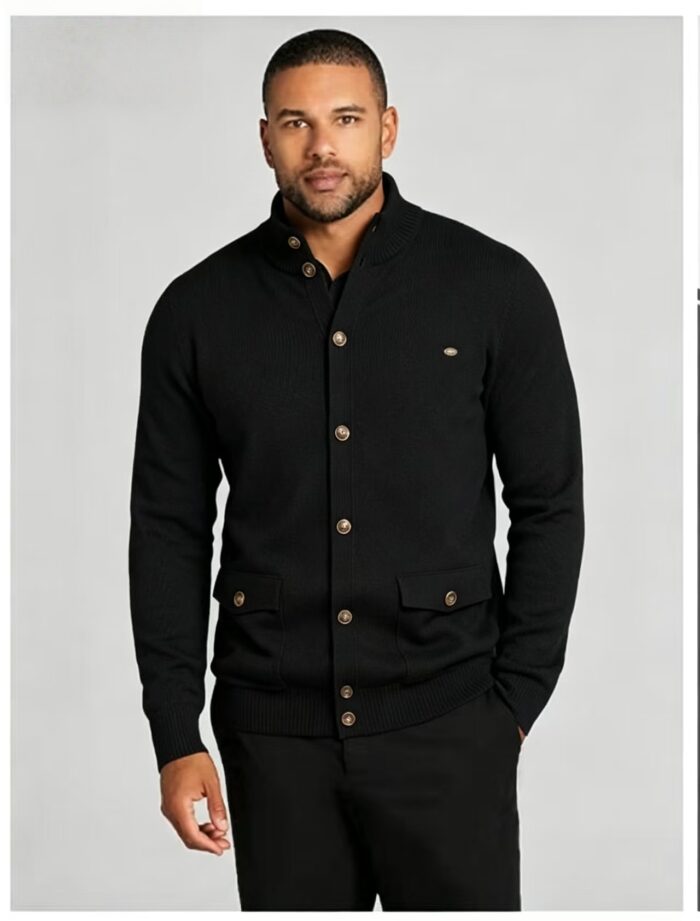 Men's Stand Collar Pocket Knit Cardigan - Image 18