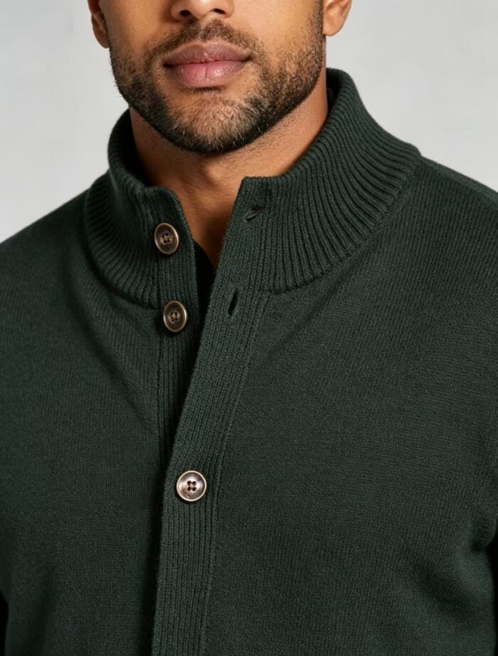 Men's Stand Collar Pocket Knit Cardigan - Image 15