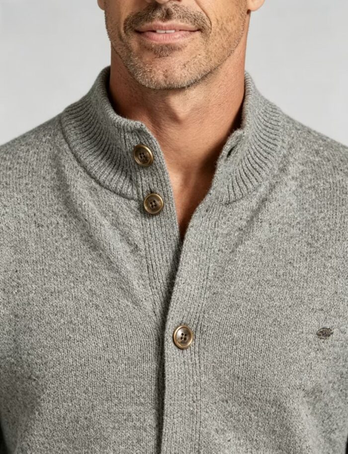 Men's Stand Collar Pocket Knit Cardigan - Image 4