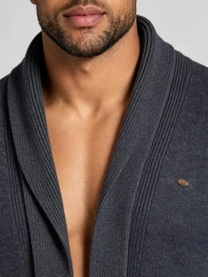 Men's Stretch Breathable Open Knit Cardigan Multi Occasion Daily Travel Adjustable Warmth Pocket Light Outer Top - Image 2