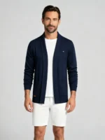 Men's Stretch Breathable Open Knit Cardigan Multi Occasion Daily Travel Adjustable Warmth Pocket Light Outer Top