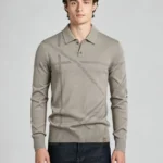 Men's Diagonal Textured Polo Knit Sweater