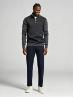 Men's Stretch Breathable Color Block Waffle Knit Quarter Zip Sweater Multi Occasion Daily Travel Lightweight Warm Base Layer Top