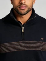 Men's Chest Stripe Quarter Zip Knit Sweater - Image 2