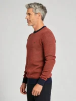Men's Stretch Breathable Mini Dot Jacquard Contrast Cuff & Hem Knit Sweater Multi Occasion Daily Travel Lightweight Warm Base Layer Top - Image 2