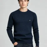 Men's Waffle Grid Textured Crew Neck Raglan Sleeve Knit Sweater Soft Breathable Spring Fall Business Casual Layering Pullover
