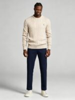 Men's Vertical Cable Knit Crew Neck Sweater