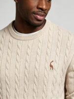 Men's Vertical Cable Knit Crew Neck Sweater - Image 2