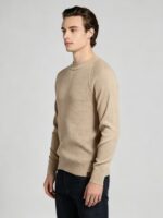 Men's Waffle Textured Crew Neck Raglan Sleeve Knit Sweater Soft Breathable Spring Fall Casual Layering Pullover - Image 2