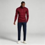Men's High Stretch Vertical Rib Turtleneck Knit Sweater Multi Occasion Windproof Daily Travel Warm Base Layer Top - Image 2