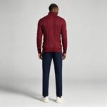 Men's High Stretch Vertical Rib Turtleneck Knit Sweater Multi Occasion Windproof Daily Travel Warm Base Layer Top - Image 3