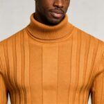 Men's High Stretch Vertical Rib Turtleneck Knit Sweater Multi Occasion Windproof Daily Travel Warm Base Layer Top - Image 13