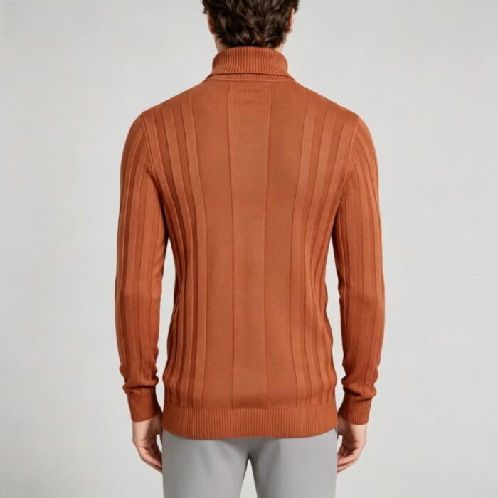 Men's High Stretch Vertical Rib Turtleneck Knit Sweater Multi Occasion Windproof Daily Travel Warm Base Layer Top - Image 15