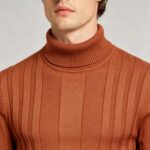 Men's High Stretch Vertical Rib Turtleneck Knit Sweater Multi Occasion Windproof Daily Travel Warm Base Layer Top - Image 17