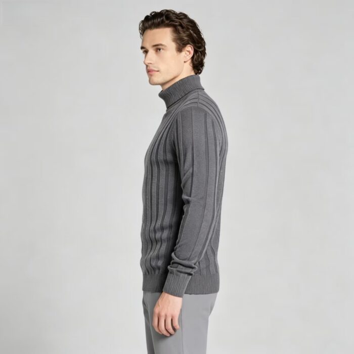 Men's High Stretch Vertical Rib Turtleneck Knit Sweater Multi Occasion Windproof Daily Travel Warm Base Layer Top - Image 20