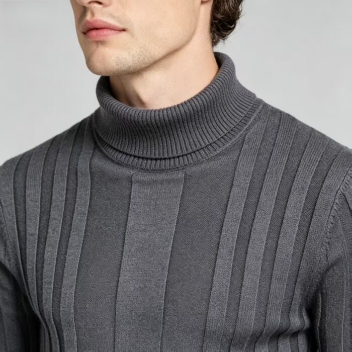 Men's High Stretch Vertical Rib Turtleneck Knit Sweater Multi Occasion Windproof Daily Travel Warm Base Layer Top - Image 21