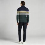 Men's Fair Isle Striped Quarter Zip Mock Neck Cable Knit Sweater Soft Warm Winter Holiday Casual Layering Pullover - Image 3