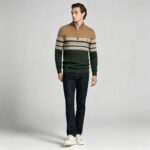 Men's Fair Isle Striped Quarter Zip Mock Neck Cable Knit Sweater Soft Warm Winter Holiday Casual Layering Pullover - Image 6