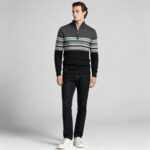 Men's Fair Isle Striped Quarter Zip Mock Neck Cable Knit Sweater Soft Warm Winter Holiday Casual Layering Pullover - Image 10