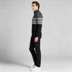 Men's Fair Isle Striped Quarter Zip Mock Neck Cable Knit Sweater Soft Warm Winter Holiday Casual Layering Pullover - Image 12