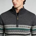 Men's Fair Isle Striped Quarter Zip Mock Neck Cable Knit Sweater Soft Warm Winter Holiday Casual Layering Pullover - Image 13