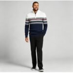 Men's Fair Isle Striped Quarter Zip Mock Neck Cable Knit Sweater Soft Warm Winter Holiday Casual Layering Pullover - Image 14