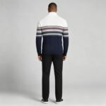 Men's Fair Isle Striped Quarter Zip Mock Neck Cable Knit Sweater Soft Warm Winter Holiday Casual Layering Pullover - Image 15