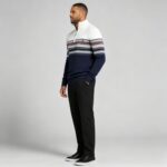 Men's Fair Isle Striped Quarter Zip Mock Neck Cable Knit Sweater Soft Warm Winter Holiday Casual Layering Pullover - Image 16