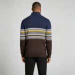 Men's Fair Isle Striped Quarter Zip Mock Neck Cable Knit Sweater Soft Warm Winter Holiday Casual Layering Pullover - Image 19