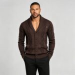 Men's Full Diamond Cable Knit Shawl Collar Button Front Cardigan Soft Warm Business Casual Layering Knit Jacket - Image 17
