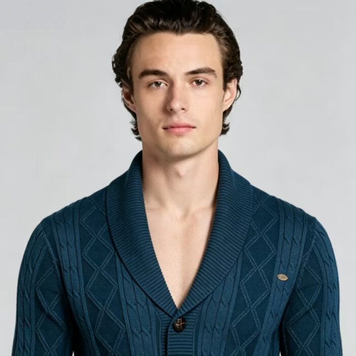 Men's Full Diamond Cable Knit Shawl Collar Button Front Cardigan Soft Warm Business Casual Layering Knit Jacket - Image 21