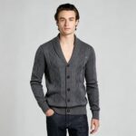 Men's Full Diamond Cable Knit Shawl Collar Button Front Cardigan Soft Warm Business Casual Layering Knit Jacket - Image 22