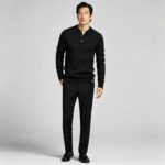 Men’s Henley Vertical‑Rib Long‑Sleeve Pullover Knit Sweater Product Description - Image 6