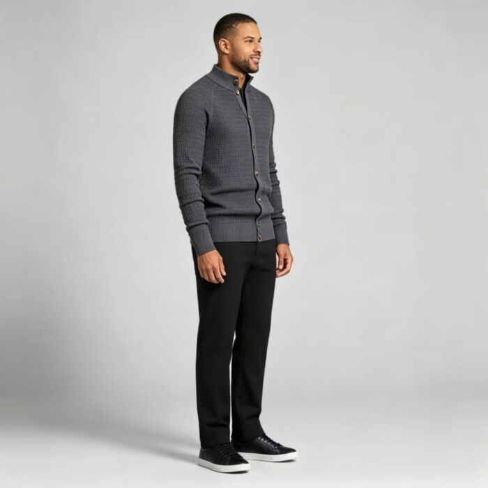Men's Full Vertical Ribbed Henley Collar Long Sleeve Knit Sweater Soft Slim Fit Fall Winter Casual Layering Pullover - Image 12