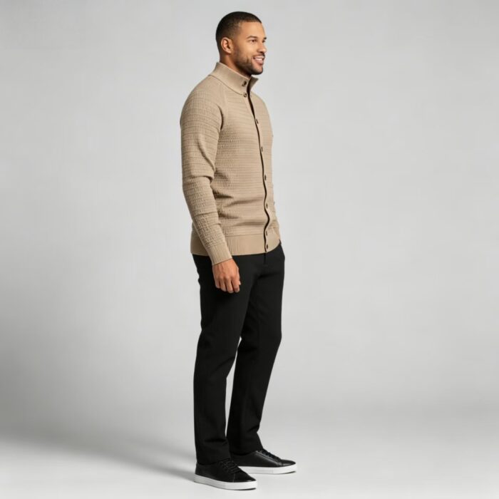 Men's Full Vertical Ribbed Henley Collar Long Sleeve Knit Sweater Soft Slim Fit Fall Winter Casual Layering Pullover - Image 16