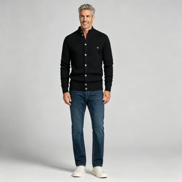 Men's Full Vertical Ribbed Henley Collar Long Sleeve Knit Sweater Soft Slim Fit Fall Winter Casual Layering Pullover - Image 18