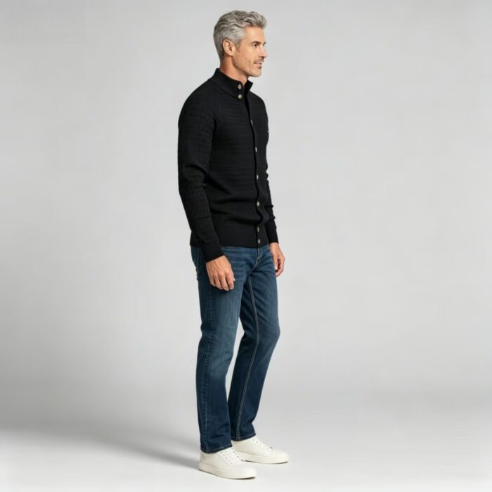 Men's Full Vertical Ribbed Henley Collar Long Sleeve Knit Sweater Soft Slim Fit Fall Winter Casual Layering Pullover - Image 20