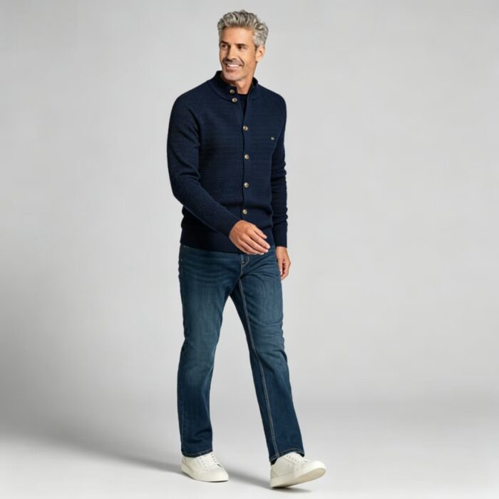 Men's Full Vertical Ribbed Henley Collar Long Sleeve Knit Sweater Soft Slim Fit Fall Winter Casual Layering Pullover - Image 22