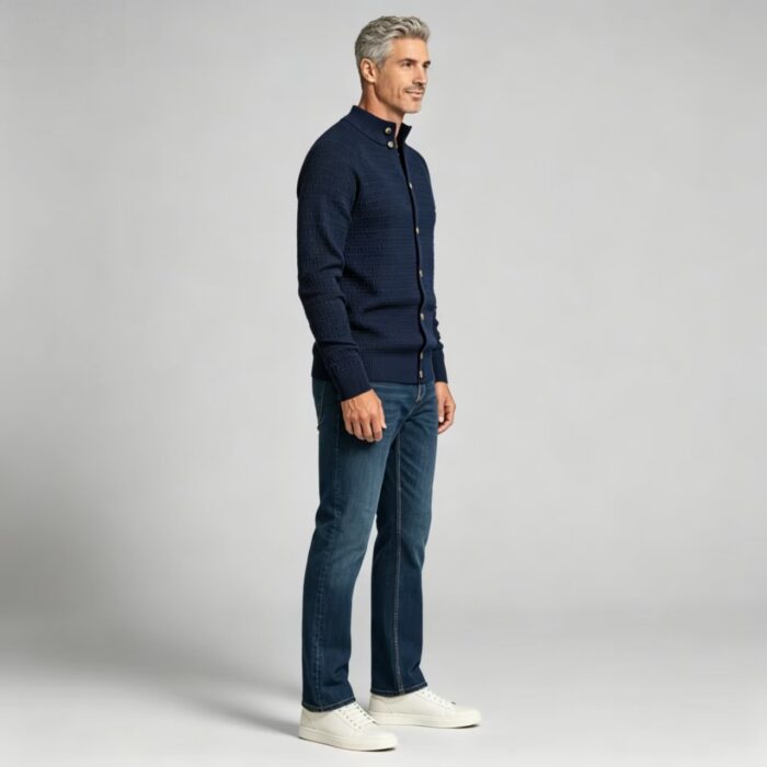 Men's Full Vertical Ribbed Henley Collar Long Sleeve Knit Sweater Soft Slim Fit Fall Winter Casual Layering Pullover - Image 24