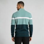 Men's Color Block Stripe Quarter Zip Knit Sweater - Image 3