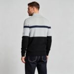 Men's Color Block Stripe Quarter Zip Knit Sweater - Image 11