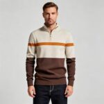 Men's Color Block Stripe Quarter Zip Knit Sweater - Image 14