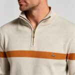 Men's Color Block Stripe Quarter Zip Knit Sweater - Image 17